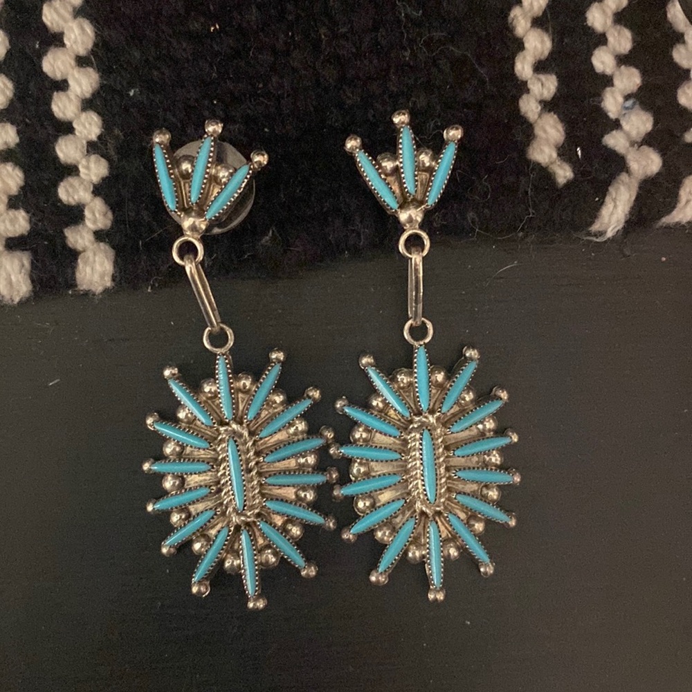 Zuni Inlay Turquoise Earrings